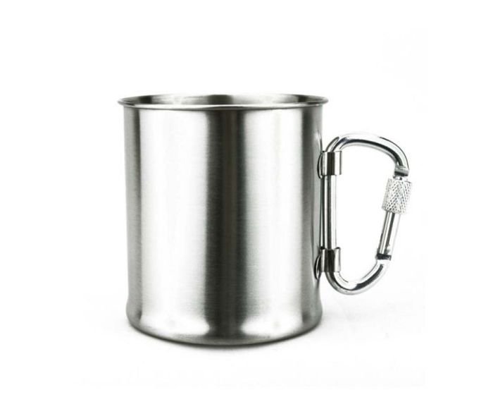 Mug en acier inoxydable avec mousqueton main product photo