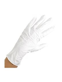 Gants en nitrile Bingold 25plus blancs, distributeur de 200 pièces, taille L
