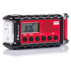 Radio d'urgence Midland ER300 avec panneau solaire et powerbank.
