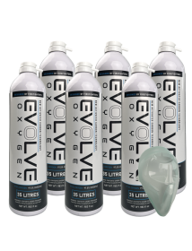 Evolve Oxygen zuurstof - 6 flessen met masker Evolve Oxygen zuurstof - 6 flessen met masker
